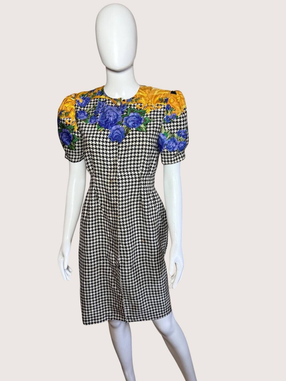 Petites for Maggy Floral Houndstooth Sheath Dress